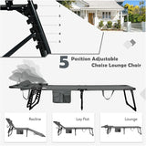 Goplus Tanning Chair, Folding Beach Lounge Chair with Face &Arm Hole, 5-Position Adjustable, Removable Pillow - Photo 5