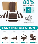 SERWALL Folding Adirondack Chair Set of 2 - Photo 5