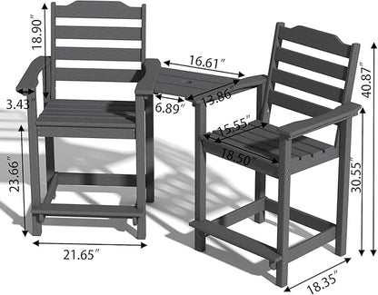 Tall Adirondack Chair, All Weather Resistant Adirondack Bar Stools for Patio, Lawn, Garden, Swimming Pool, Modern Adirondack Chair, (2 PC, Grey)