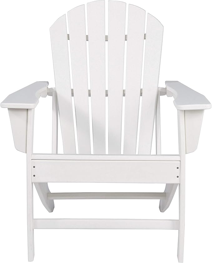 Benjara BM209700 Contemporary Plastic Adirondack Chair with Slatted Back, White
