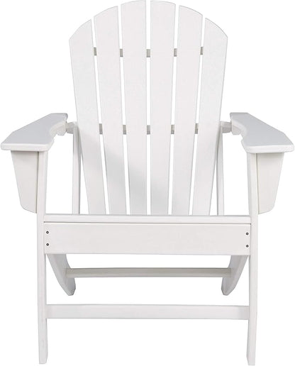 Benjara BM209700 Contemporary Plastic Adirondack Chair with Slatted Back, White