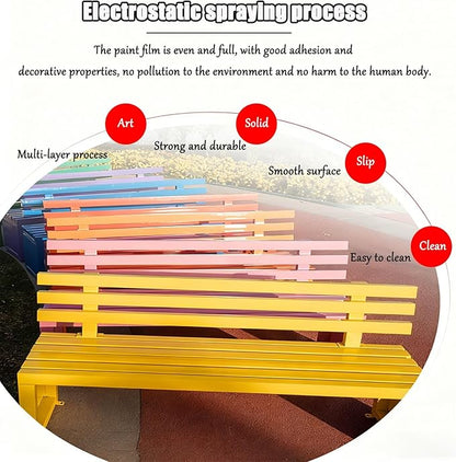 Outdoor Benches Outdoor Metal Garden Bench Patio Bench for Outside Park Picnic Yard Front Porch Backyard Weatherproof with Backrest(Orange,100cm/39in)
