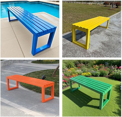 Outdoor Garden Bench,Metal Patio Bench,Weatherproof Backless Benches 2-Person Balcony Seat for Front Porch,Park,Backyard,Entryway 880 Lbs Weight(Green,39.3 Inch)