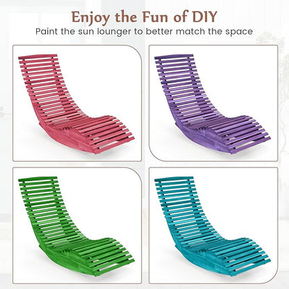 Giantex Outdoor Chaise Lounge Chair - Set of 2 Acacia Wood Outdoor Lounger, Patio Lounge Chair with Slatted Design, Rocking Chair, Patio Rocker for Sunbathing, Poolside, Beach Lounge Chairs