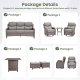Luxury Patio Furniture Set with 6-inch Thick Cushion, Outdoor Furniture with Fire Pit Table, Swivel Chairs, Sofa - Photo 2