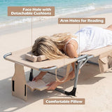 GYMAX Tanning Chair with Face Hole, Sun Bathing Lounge Chairs for Outside with Side Pocket - Photo 6