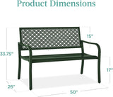 Best Choice Products Outdoor Bench 2-Person Metal Steel Benches Furniture for Garden, Patio, Porch - Photo 2