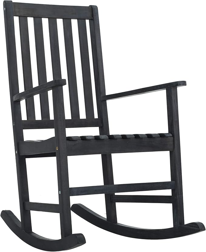 SAFAVIEH PAT6707K Outdoor Collection Barstow Dark Slate Gray Rocking Chair