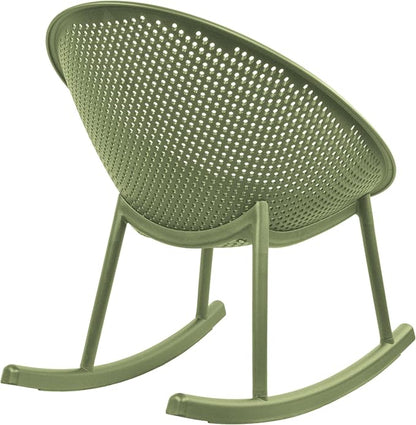 2xhome Set of 2 Patio Rocking Chairs | Oval Egg Shaped Lounge Rocker | All Weather Plastic | Modern Accent Side Chair for Indoor or Outdoor Use, Green