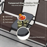 Tangkula 2 Person Swing Glider Chair, Patio Rocking Loveseat w/Center Tempered Glass Table - Photo 5