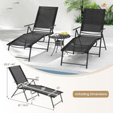 Giantex Lounge Chair Outdoor Set of 2 - Tanning Chair with 6 Adjustable Backrest, 2-Level Footrest - Photo 3