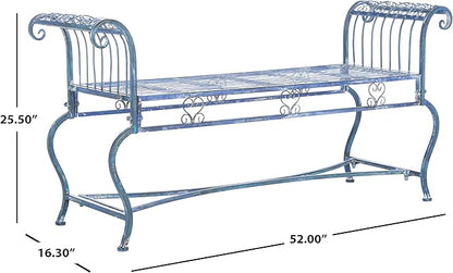 Safavieh Outdoor Collection Brielle Victorian Antique Blue Bench
