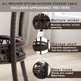 Outdoor Side Table Wicker Outdoor End Table for Patio Rattan Side Table for Outside Brown Patio Coffee Table with - Photo 6