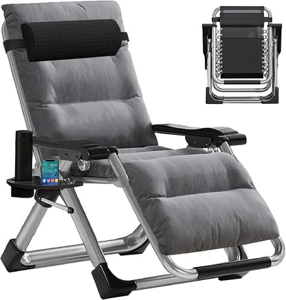 Slsy Zero Gravity Chair, Reclining Lounge Chair with Removable Cushion & Tray for Indoor and Outdoor, Patio Recliner Folding Reclining Chair