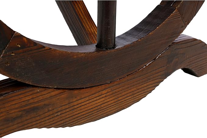 Outdoor Rustic Wooden Bench, 2 People Outdoor Bench with Wagon Wheel Legs, Garden Bench for Front Porch Furniture Patio Lawn Yard Park, Indoor and Outdoor Decor (Rustic Brown)