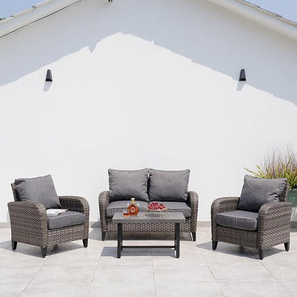 Grand patio Outdoor Coffee Table, 32 Inch Side Table Modern Rectangle with Faux Wood Tabletop Fits with Conversation Set
