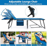 Giantex Patio Lounge Chairs for Outside - Set of 2 Folding Tanning Chair w/Headrest, 4 Adjustable Positions, Side Pocket - Photo 4