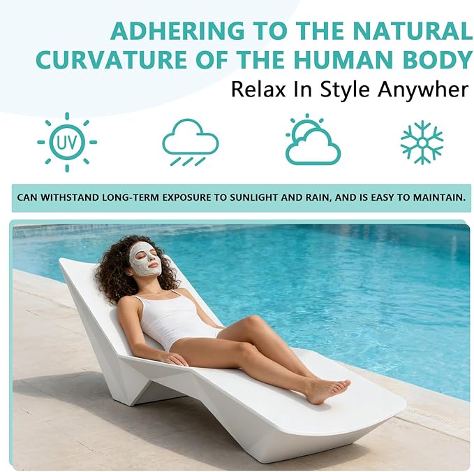 Ergonomic Pool Lounger, Water Chaise with Weight Box, in-Pool Lounge Chair for Shallow Water, Easy Assembly, Waterproof & UV Resistant (White)