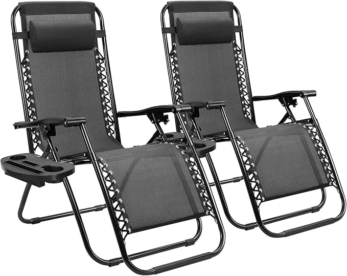 Homall Zero Gravity Chair Patio Folding Lawn Lounge Chairs Outdoor Lounge Gravity Chair Camp Reclining Chair with - Photo 10