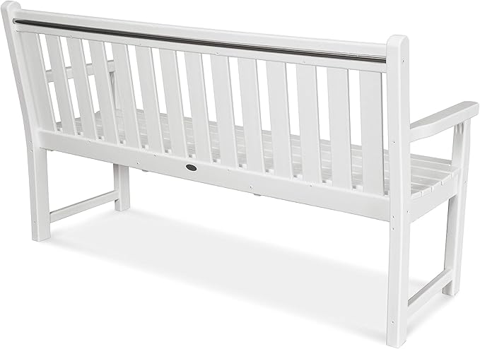POLYWOOD Traditional Garden Bench, White, 60 Inch - Heavy Duty HDPE Outdoor Bench for Patio, Porch, Backyard - Classic Park Bench Style Seating for 3 People