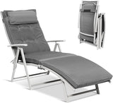 Giantex Chaise Lounge Chair for Outside, Pool Folding Reclining Beach Chair W/Removable Cushion&Headrest Pillow - Photo 1