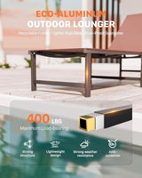 Chaise Lounge Chair Outdoor, Aluminum PatioChairs with 5 Adjustable Backrest and HeadrestPillows for Outside Beach，Brown - Photo 5