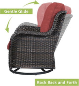 Rilyson Wicker Patio Furniture Set - 5 Piece Rattan Outdoor Sectional Conversation Sets with 2 Rocking Swivel Chairs - Photo 5