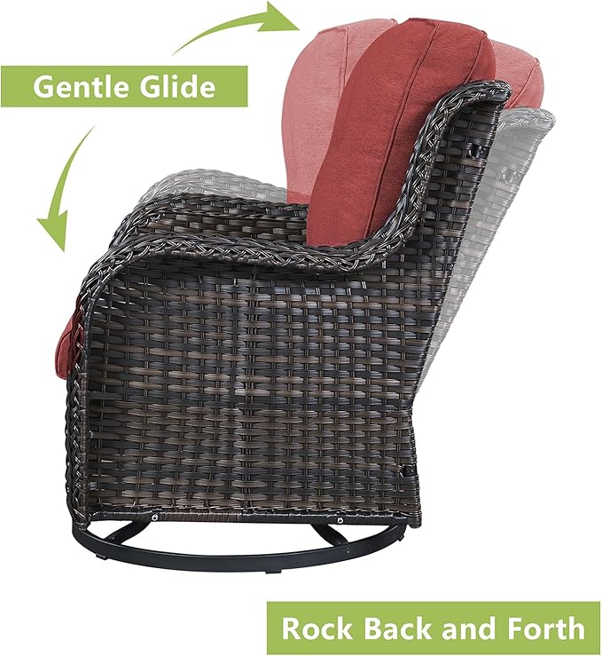Patio Furniture Swivel Chairs Set - 8 Piece Wicker Rattan Outdoor Sectional Conversation Sets with 4 Swivel Rocking - Photo 4