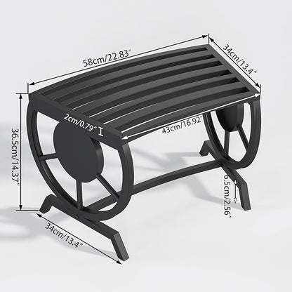 Outdoor Bench Patio Outdoor Garden Bench with Built-in Table, Wagon Wheel Arms, 3 People Outdoor Bench Garden Bench Front Porch Furniture (Black-22.83inch-2Pieces)