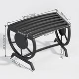 Outdoor Bench Patio Outdoor Garden Bench with Built-in Table, Wagon Wheel Arms - Photo 2