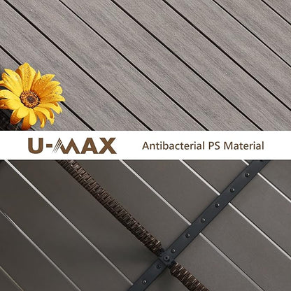 U-MAX Wicker Outdoor Dining Table, 54” Metal Frame Table for Patio Furniture or Indoor (Brown)