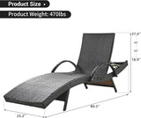 Yayzy Set of 4 Outdoor Rattan Chaise Lounge Chairs, 80” Adjustable Recliners with Armrests - Photo 3