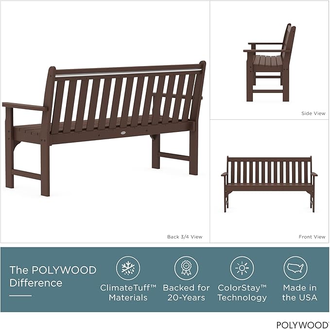 POLYWOOD GNB60MA Vineyard 60" Bench, Mahogany - Photo 4
