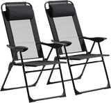 Outsunny Folding Patio Dining Chairs Set of 2, Outdoor Deck Chair with Adjustable Sling Back - Photo 1
