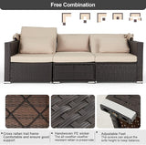 Vicluke 6 Pieces Patio Furniture Sets Outdoor Sectional Sofa Set Rattan Daybed with Retractable Canopy - Photo 5