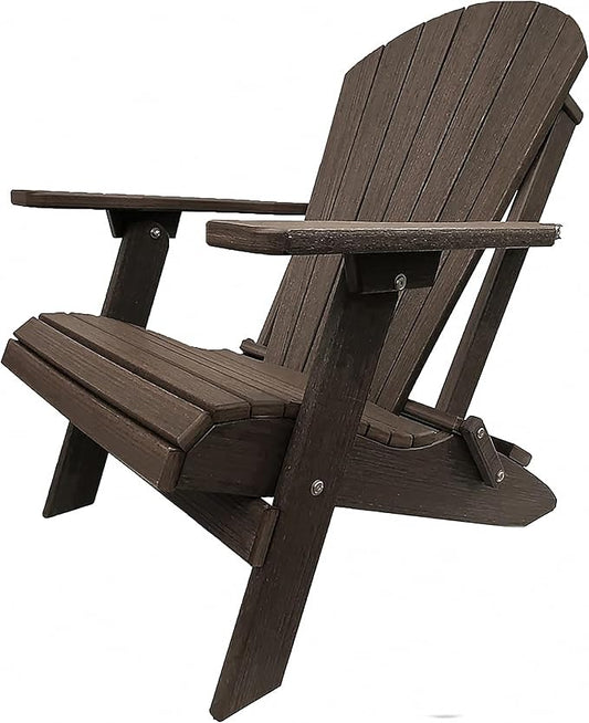 DuraWeather Poly Classic King Size Folding Adirondack Chair (Chestnut Wood Grain)