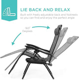 Best Choice Products Set of 2 Adjustable Steel Mesh Zero Gravity Lounge Chair Recliners w/Pillows and Cup Holder Trays - Photo 3