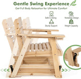 Tangkula Outdoor Fir Wood Glider Chair, Outdoor Swing Chair with Rotatable Hidden Cup Holder and Curved Seat - Photo 7