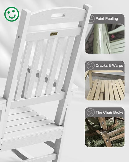 YEFU Outdoor Rocking Chairs Set of 4: Patio Rocking Chair for Adult, Outdoor Rocker Weather Resistant, Easy to Assemble, Safe&Comfortable, White