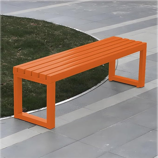 Outdoor Metal Backless Bench,Colorful Garden Bench Slatted Seat,All-Weather Outdoor Park Benches for Backyard, Porch, Or Lawn(120cm/47.2inch, Orange)