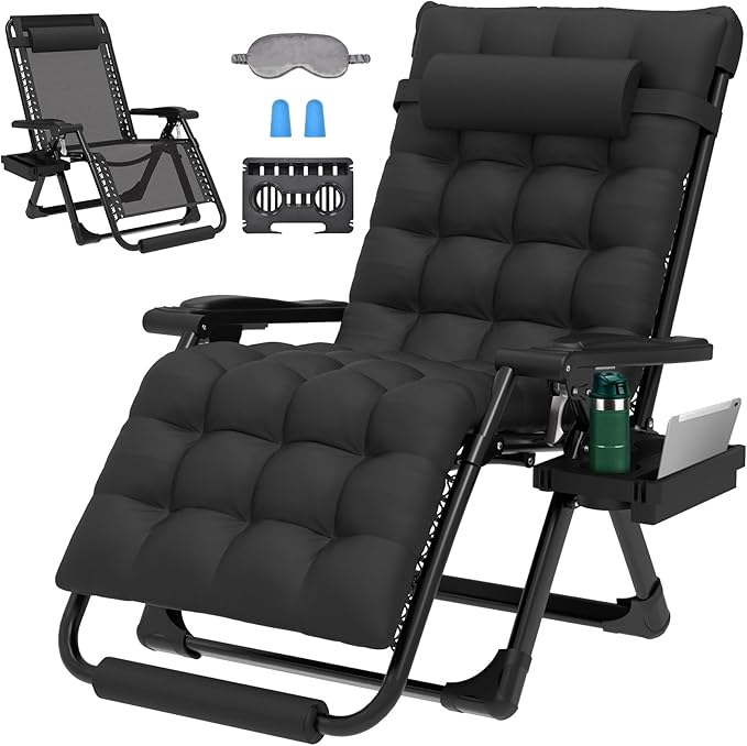 ZENPETIO 29In XL Zero Gravity Chair w/Cushion, Zero Gravity Recliner Lounge Chair for Indoor and Outdoor - Photo 1
