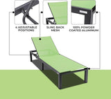LeisureMod Marlin Aluminum Outdoor Chaise Lounge Chair - Mesh Sling Fabric Seat Black Aluminum Frame Beach - Photo 4