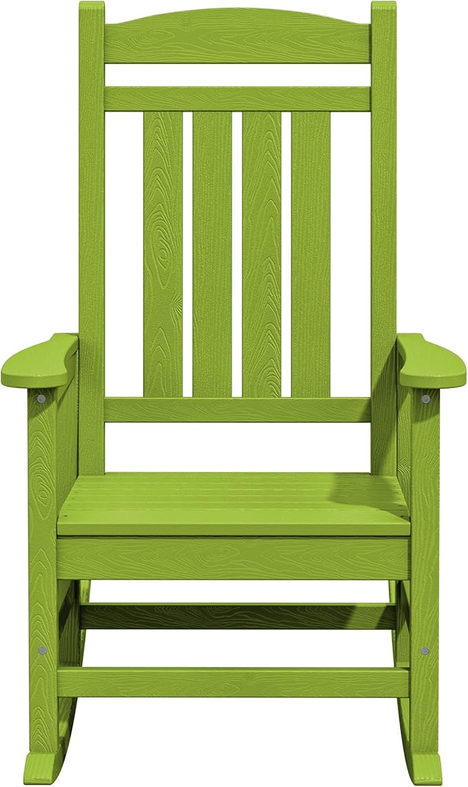 KINGYES Outdoor Rocking Chair Set of 2, HDPE Patio Rocking Chairs with 330lbs Support for Adults, Pistachio Green