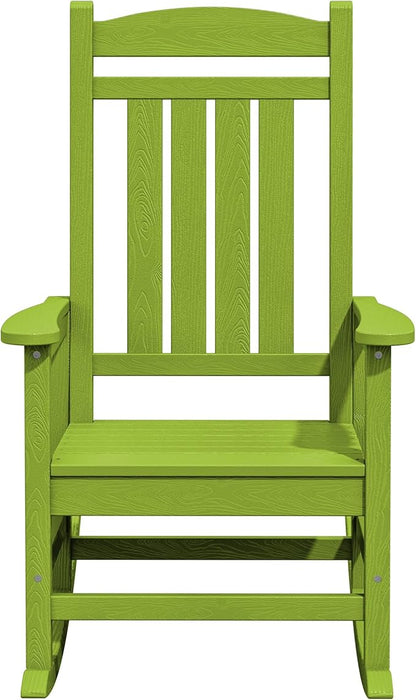 KINGYES HDPE Rocking Chairs Outdoor, Patio Rocking Chairs with 330lbs Support, Smooth Porch Rocker for Deck Lawn Yard, Pistachio Green