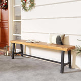 HAPPYGRILL Outdoor Acacia Wood Bench, 63"/160 CM Long Patio Garden Bench Seats up to 3 Persons - Photo 4