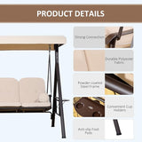 Outsunny 3-Seat Patio Swing Chair, Outdoor Porch Swing Glider with Adjustable Canopy, Removable Cushion - Photo 4