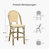PURPLE LEAF French Counter Height Bar Stool Set of 2 25" Bamboo Print Finish Patio Bar Chairs with Back Rattan Bar - Photo 6