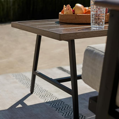 NATURAL EXPRESSIONS Outdoor Coffee Table Woodgrain Patio Metal Table All Weather Backyard Conversation, 36 inches, for Balcony, Poolside, Deck, Garden, Indoor, Ootdoor, Brown.
