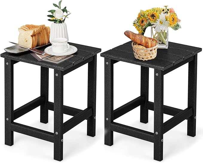 Tangkula Square Outdoor Side Table, Weather Resistant HDPE Adirondack Table - Photo 1
