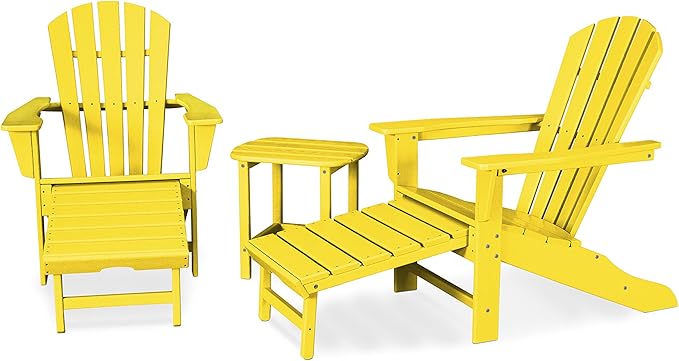 POLYWOOD Palm Coast Ultimate Adirondack Chair 3-Piece Set with Hideaway Ottoman